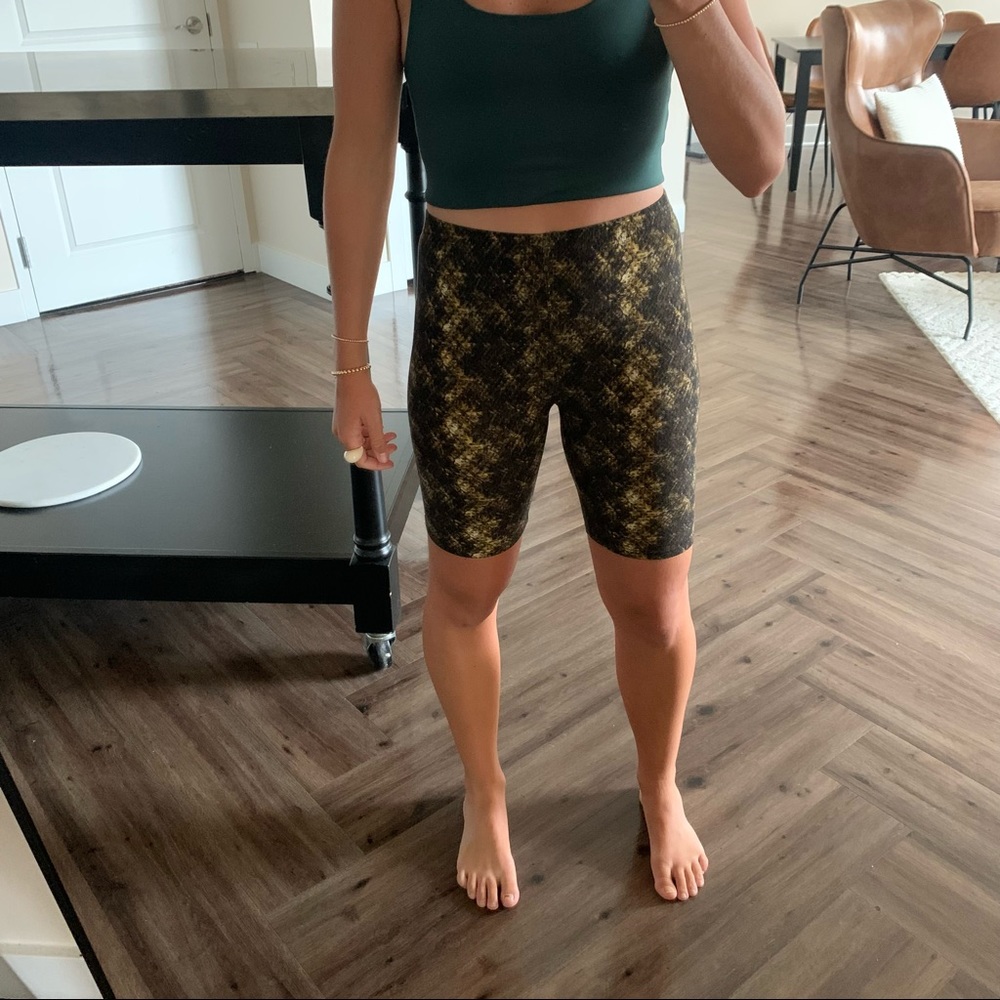 Autre Jour Gold & Black Snakeskin Biker Shorts